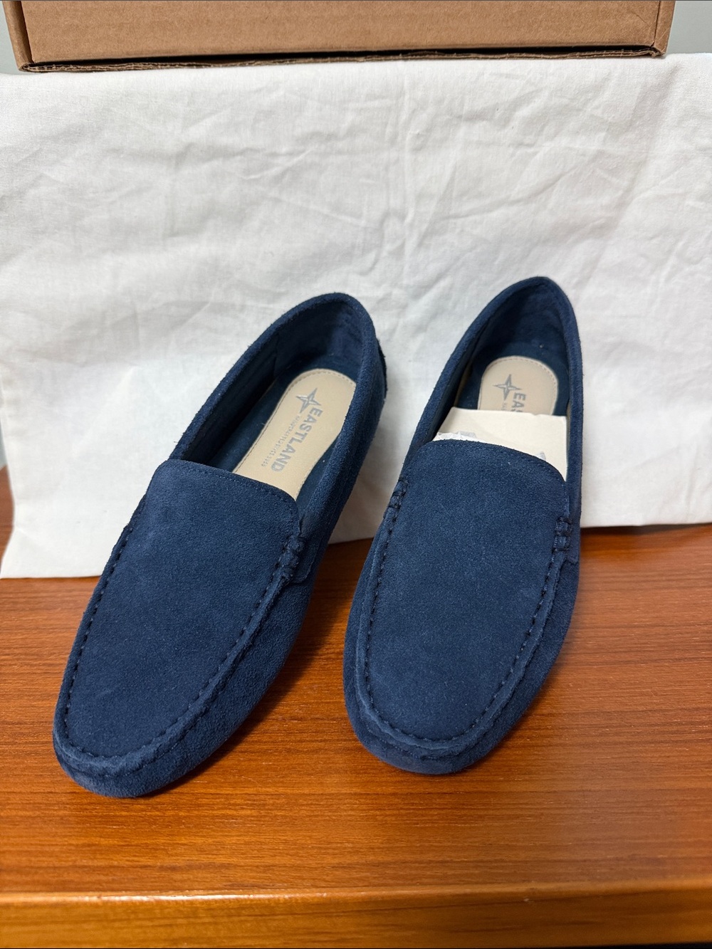 Eastland Navy Suede Slip-On Loafers